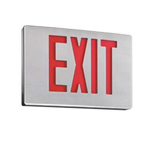 Chloride 55L3 Die Cast Aluminum Contemporary LED Exit, Single Face (w/Extra Face Plate for Double Face), Matte Black w/ Brushed Aluminum Face Housing, Red or Green Letters