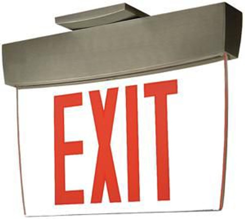 Chloride CA8RMA2IC Architectural Edge Lit - LED Exit, NYC Approved, AC Only, Brushed Aluminum Housing, Red Letters w/Mirror Background, 8" Letters, Double Face, Intelli-Charge Diagnostics