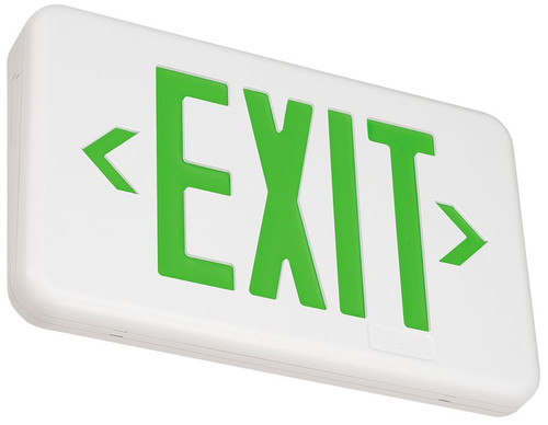 Chloride CLXAGW Compac Thermoplastic Exit Sign, Low Profile, White or Black Finish, Red or Green LED