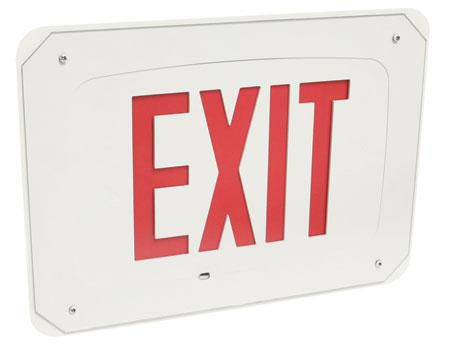 Chloride SCN1RBFRWIC Recessed Cast Aluminum LED Exit, Nickel Cadmium, Single Face, Red Letters, Black Stencil Face, White Trim Frame, Intelli-Charge Diagnostics