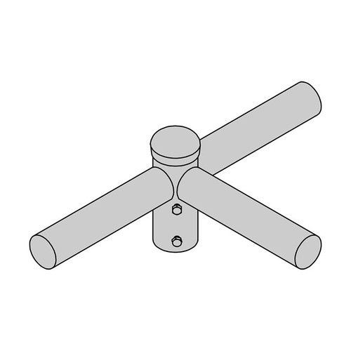 Gardco SBRKT-SPK-3@90-12-T2D4L Steel Bracket, Spoke, Triple @ 90, 12" Spacing, 2-3/8" OD x 4" Length Tenon