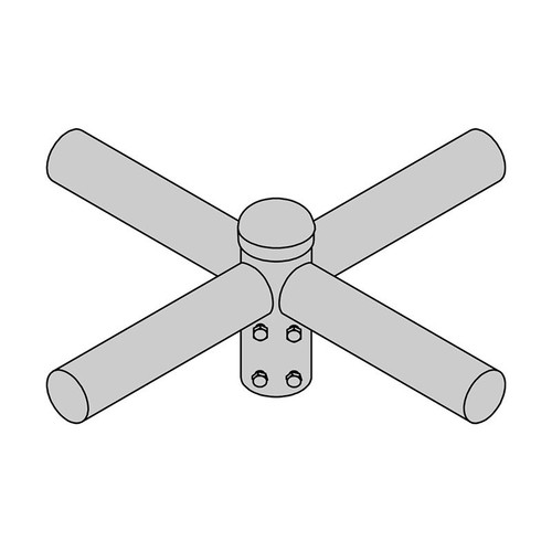 Gardco SBRKT-SPK-S4-12-T2D4L Steel Bracket, Spoke, Quad Spider, 12" Spacing, 2-3/8" OD x 4" Length Tenon