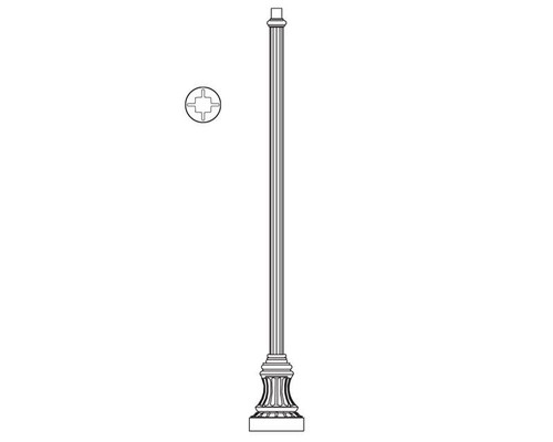 Hadco P2061 4" Fluted Round Aluminum Pole with P2000 Series Base (1)