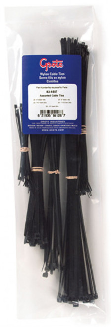 Grote Industries 83-6507 Nylon Cable Ties, Cable Tie Assortment, Black