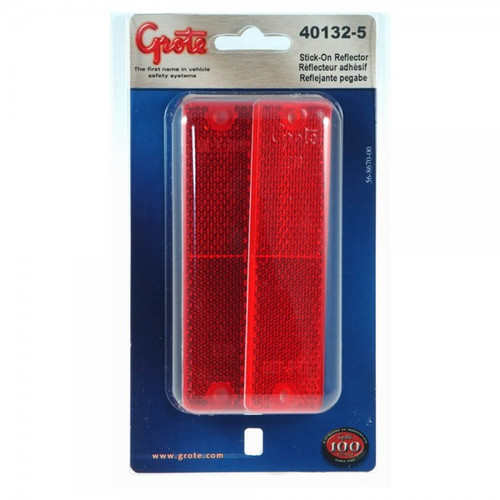 Grote Industries 40132-5 Mini Stick-On / Screw-Mount Rectangular Reflectors, Pair Pack, Red