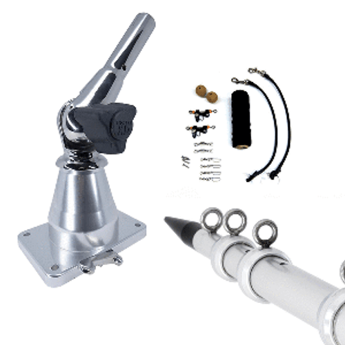 Tigress XD Bay Series Top Mount System - 15&#39; - Aluminum Silver Outriggers Deluxe Rigging Kit