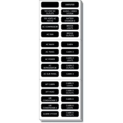 Blue Sea 8067 AC Panel Extended 120 Label Set