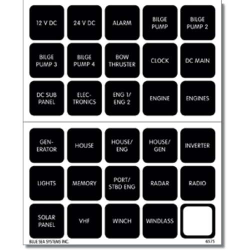 Blue Sea 4218 Square Format Label Set for Battery Management Panels - 30