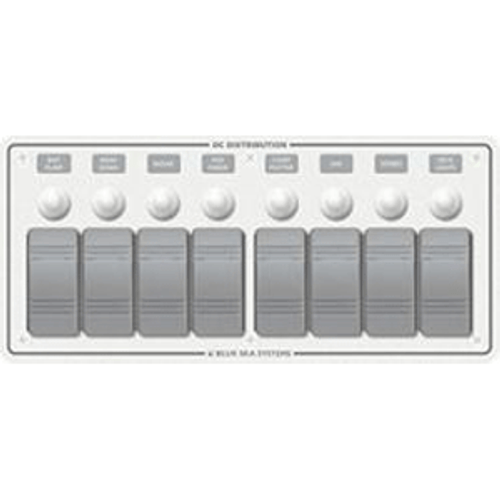 Blue Sea 8271 Water Resistant Panel - 8 Position - White - Horizontal Mount