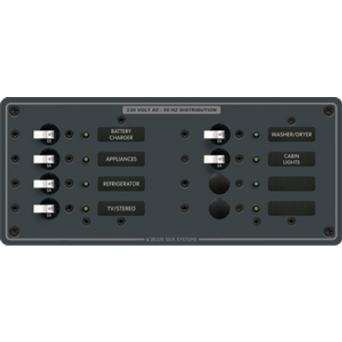 Blue Sea 8511 AC 8 Position 230v (European) Breaker Panel (White Switches