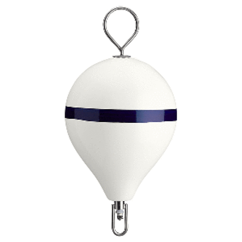 Polyform 17" CM Mooring Buoy w/SS Iron - White Blue Stripe