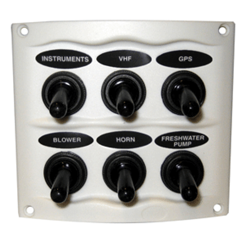 Marinco Waterproof Panel - 6 Switches - White