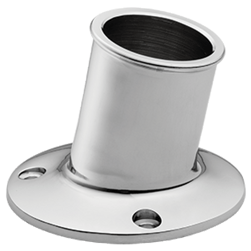 Whitecap Top-Mounted Flag Pole Socket - CP/Brass - 1-1/4" ID