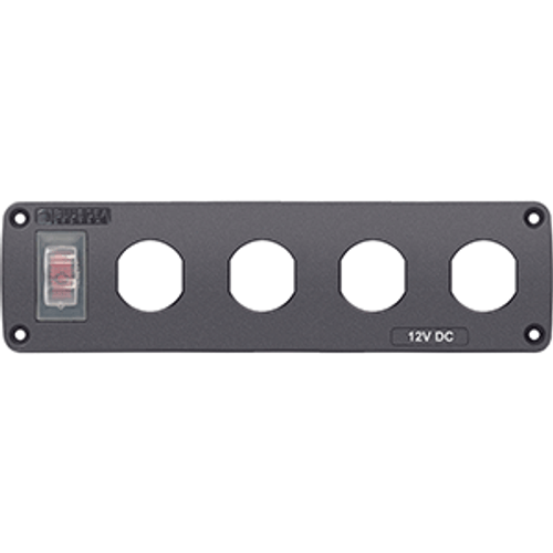 Blue Sea Water Resistant USB Accessory Panel - 15A Circuit Breaker, 4x Blank Apertures