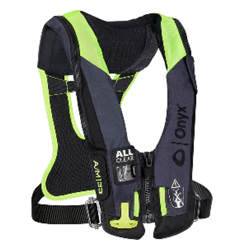 Onyx Impulse A/M 33 All Clear w/Harness Auto/Manual Inflatable Life Jacket - Grey