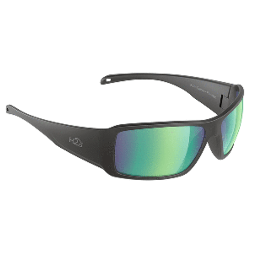 H2Optix Stream Sunglasses Matt Black, Brown Green Flash Mirror Lens Cat.3 - AntiSalt Coating w/Floatable Cord