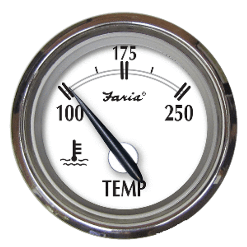 Faria Newport SS 2" Water Temperature Gauge - 100&deg; to 250&deg; F