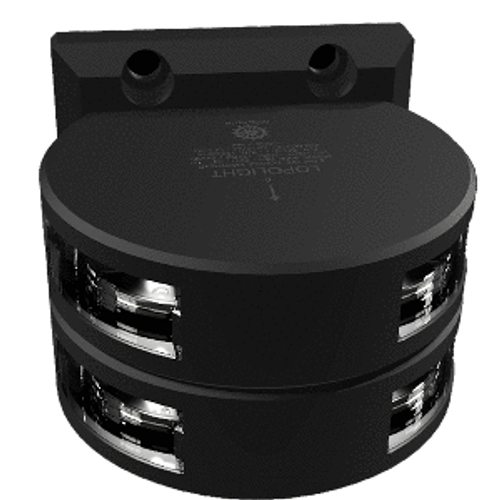 Lopolight Series 201-011 - Double Stacked Masthead Light - 3NM - Vertical Mount - White - Black Housing