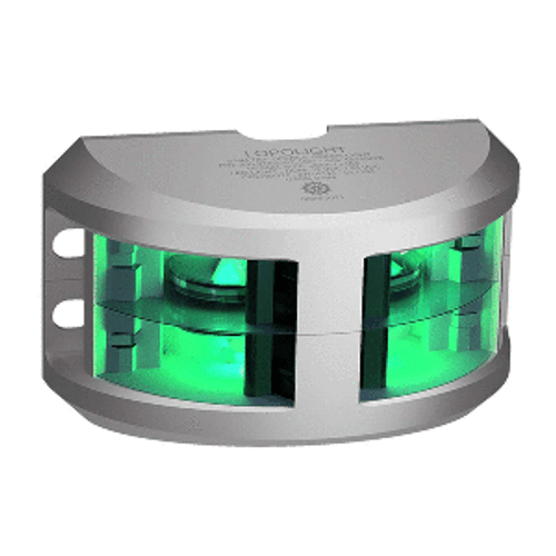 Lopolight Series 200-018 - Double Stacked Navigation Light - 2NM - Vertical Mount - Green - Silver Housing