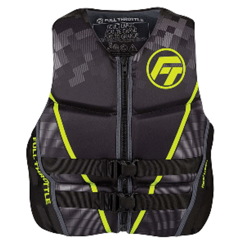 Full Throttle Men&#39;s Rapid-Dry Flex-Back Life Jacket - L - Black/Green