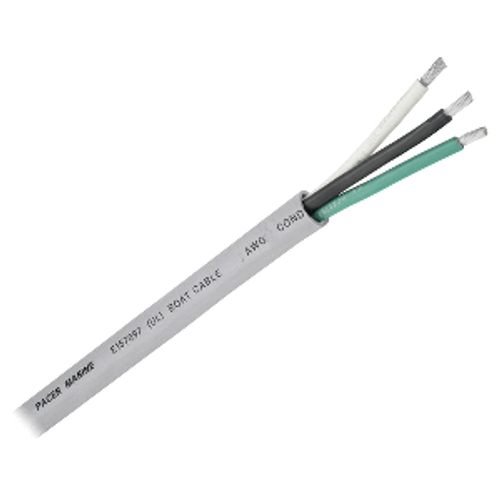 Pacer 16/3 AWG Round Cable - Black/Green/White - 500&#39;