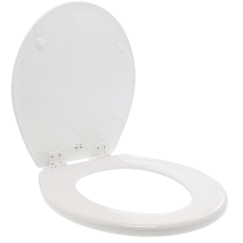 Jabsco Regular White Wooden Toilet Seat w/Hinges