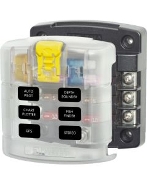 Blue Sea 5028 6-Gang Fuse Block ST ATO/ATC with Cover BSS5028