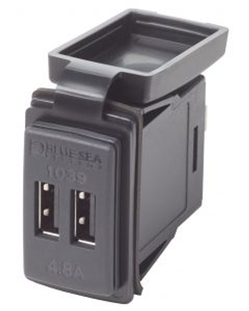 Blue Sea Dual USB 4.8A Charger Port 12/24vDC Switch Mount BSS1039