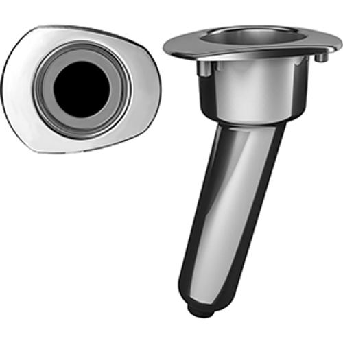 Mate Series Elite Screwless Stainless Steel 15&deg; Rod & Cup Holder - Drain - Oval Top