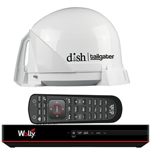 KING DISH&reg; Tailgater&reg; Satellite TV Antenna Bundle w/DISH&reg; Wally&reg; HD Receiver & Cables