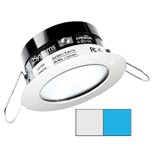 i2Systems Apeiron PRO A503 - 3W Spring Mount Light - Round - Cool White & Blue - White Finish