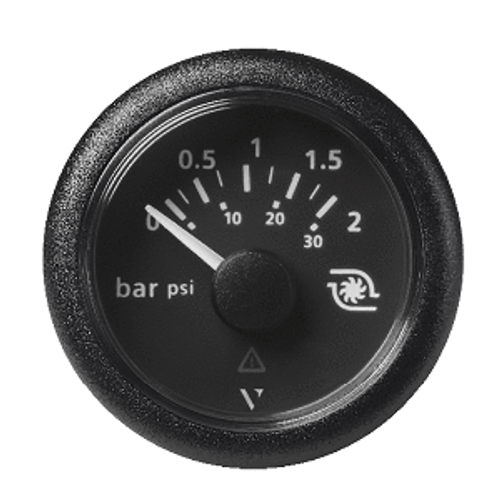 Veratron 52MM (2-1/16") ViewLine Boost Pressure Gauge 2 Bar/30 PSI - Black Dial & Round Bezel