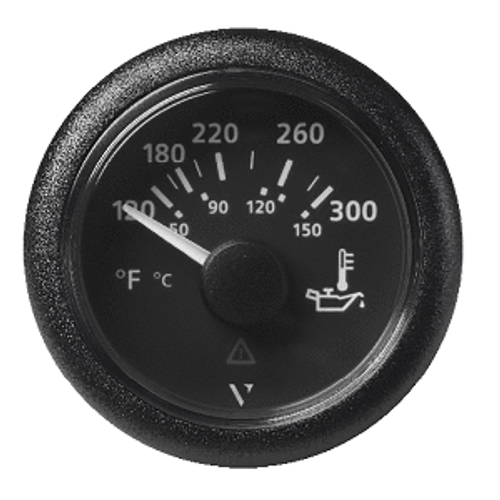 Veratron 52MM (2-1/16") ViewLine Oil Temperature Gauge 120-300&deg;F - Black Dial & Bezel