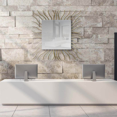 Majestic Mirror & Frame 3514-P 20Ó Mirror Surrounded by Metallic Brushed Gold Wavy Lines Decorative Framed Mirror 36 X 36