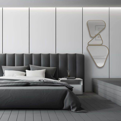 Majestic Mirror & Frame 3509-P Smooth Angled Triangles with Dark Gold Frame Decorative Framed Mirror 35 x 75