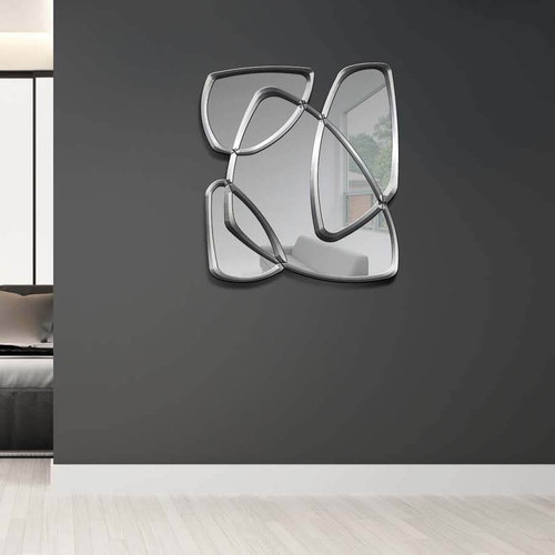 Majestic Mirror & Frame 3490-P Overlapping Metallic Frames with Brushed Nickel Finish Decorative Framed Mirror 36 X 40
