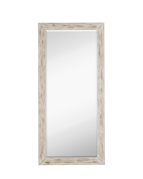Majestic Mirror & Frame 3356-B White With Rotten Stone Decorative Framed Mirror 35X75