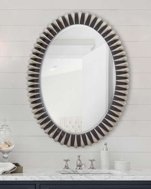 Majestic Mirror & Frame 3206-B Black with Silver Detail Decorative Framed Mirror 29 x 40