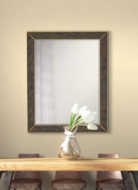 Majestic Mirror & Frame 3201-B Gold Leaf with Pattern Detail Decorative Framed Mirror 40 X 50