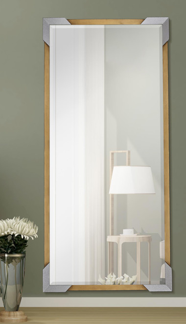 Majestic Mirror & Frame 3192-B Antique Gold with Silver Glitter Corners Decorative Framed Mirror 35 x 75