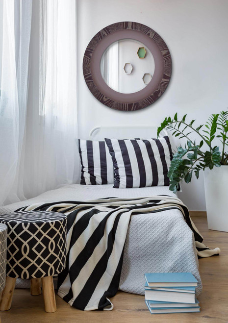 Majestic Mirror & Frame 2834-B Walnut with Taupe Antique Decorative Framed Mirrors & Art 30" Diameter