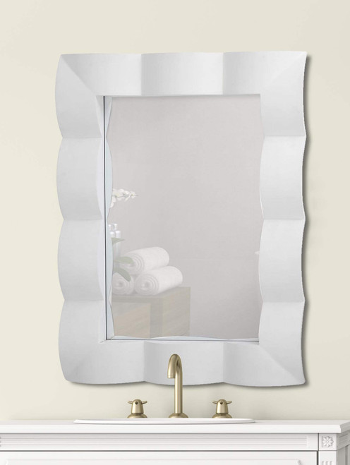 Majestic Mirror & Frame 2368-P White Overall Size 26" X 48" Decorative Framed Mirrors & Art Urethane
