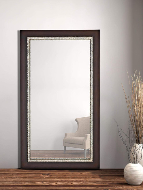 Majestic Mirror & Frame 2339-P Wenge w/ Chrome Liner Overall Size 48" X 84" Decorative Framed Mirrors & Art Wood