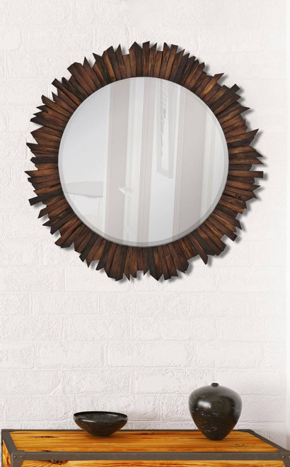 Majestic Mirror & Frame 2302-B Natural Wood 42" Diameter Decorative Framed Mirrors & Art Wood