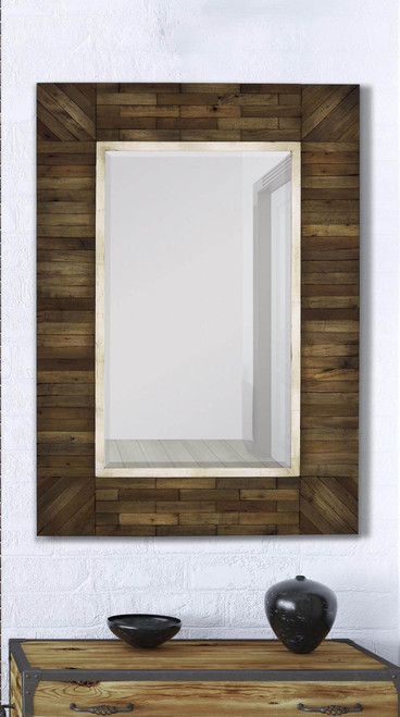 Majestic Mirror & Frame 2091-B Natural Wood Overall size 30 x 42 Decorative Framed Mirrors & Art Mixed Me" Diameter