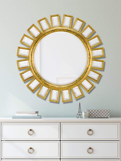 Majestic Mirror & Frame 1428-B ÒANT GOLD W/BLKÓ Overall size 34_ DIA Decorative Framed Mirrors & Art Wood