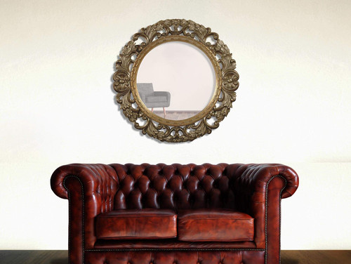 Majestic Mirror & Frame 1282-B ÒRD CUT LEAF 30 Overall size 46_ DIA Decorative Framed Mirrors & Art Urethane