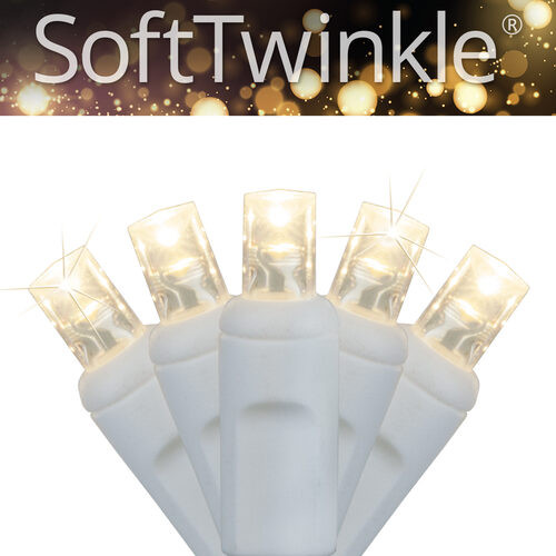 Wintergreen Corporation 79583 50 5mm Warm White SoftTwinkle TM LED Christmas Lights, White Wire, 4" Spacing