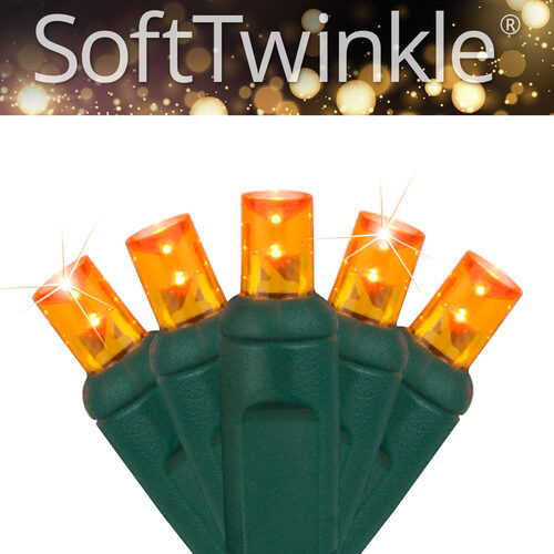 Wintergreen Corporation 78785 50 5mm Amber SoftTwinkle TM LED Christmas Lights, Green Wire, 4" Spacing