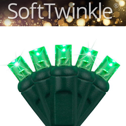 Wintergreen Corporation 78782 50 5mm Green SoftTwinkle TM LED Christmas Lights, Green Wire, 4" Spacing